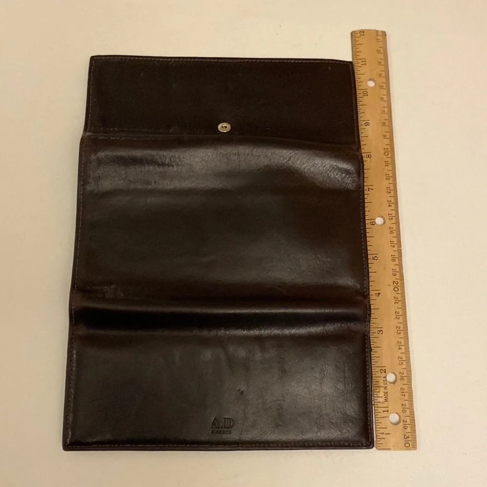 Vintage Women’s Tuscany Leather Adriano Leather Wallet Document 2 Tone Black/Tan - Picture 4 of 16